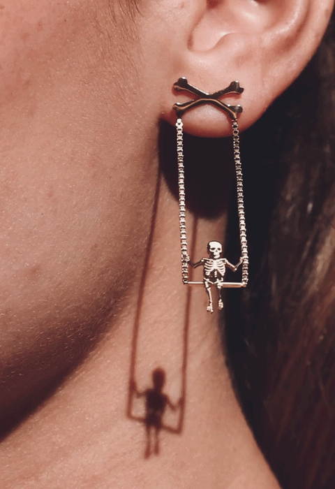 Bad Bones Betty Earrings - Gold