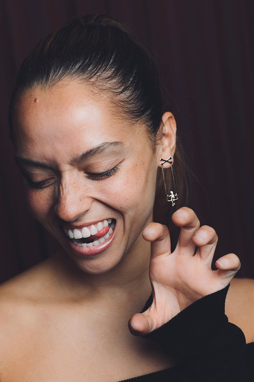 Bad Bones Betty Earrings - Silver