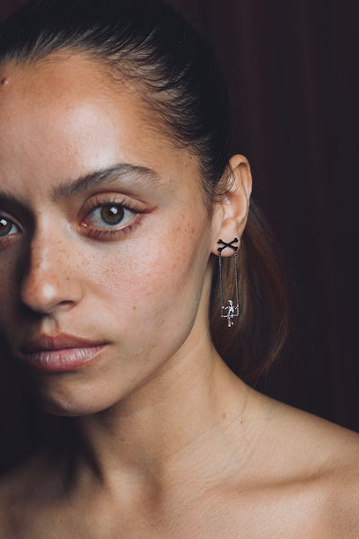 Bad Bones Betty Earrings - Silver