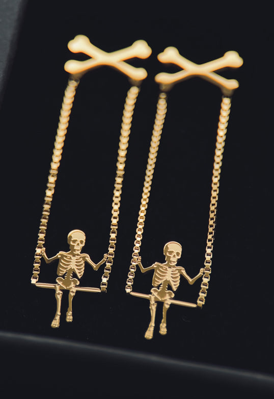 Bad Bones Betty Earrings - Gold