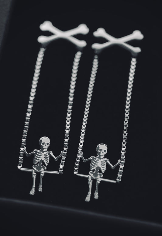 Bad Bones Betty Earrings - Silver
