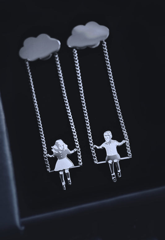 Ivy and Archie in the Clouds Earrings - Silver