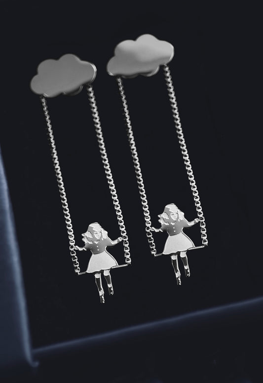 Ivy in the Clouds Earrings - Silver