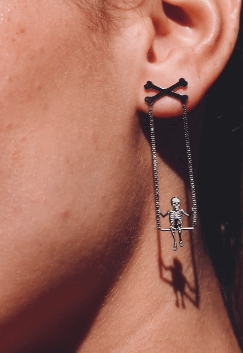 Bad Bones Betty Earrings - Silver